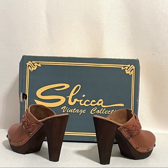 NIB Sbicca Vintage Collection 70’s Inspired Thalia Tan Leather Mules Size 9 - Picture 4 of 4